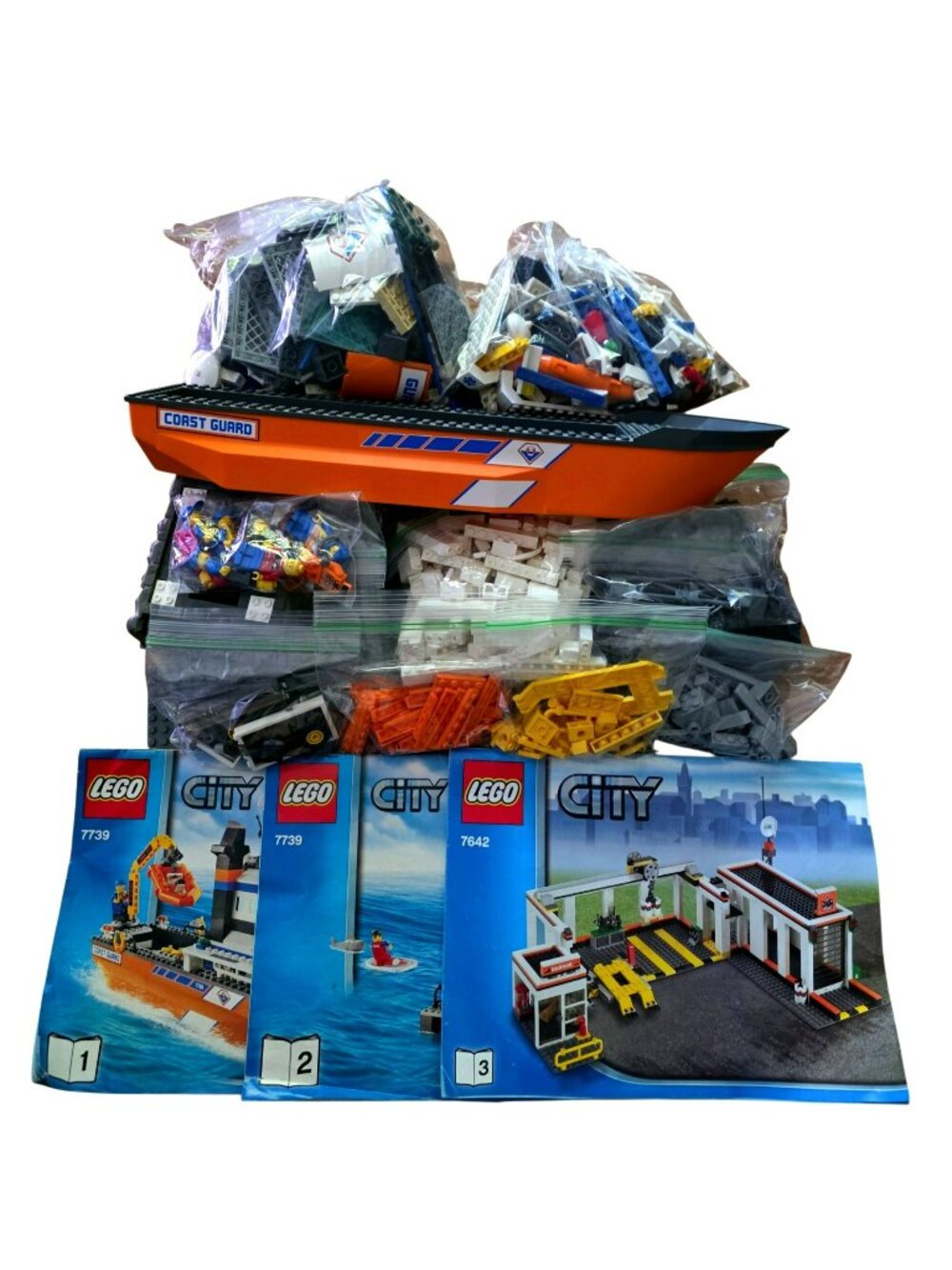 LEGO City Coast Guard Lot Boat Lighthouse Pieces Minifigures 7739 7742 READ
